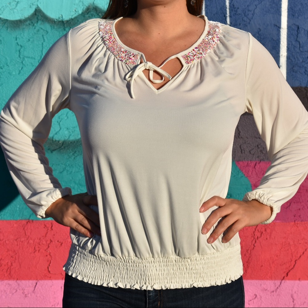 White Sequined Blouse